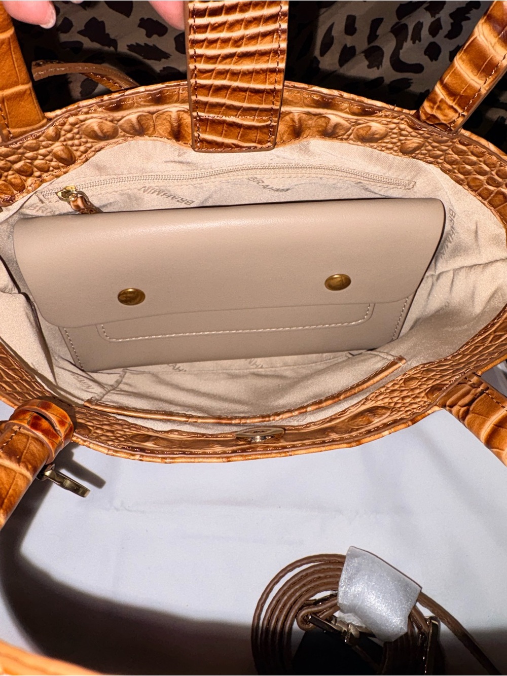 Brahmin Mona Croc-Embossed in Cognac Convertible Crossbody Bag BNEW - Picture 12 of 12